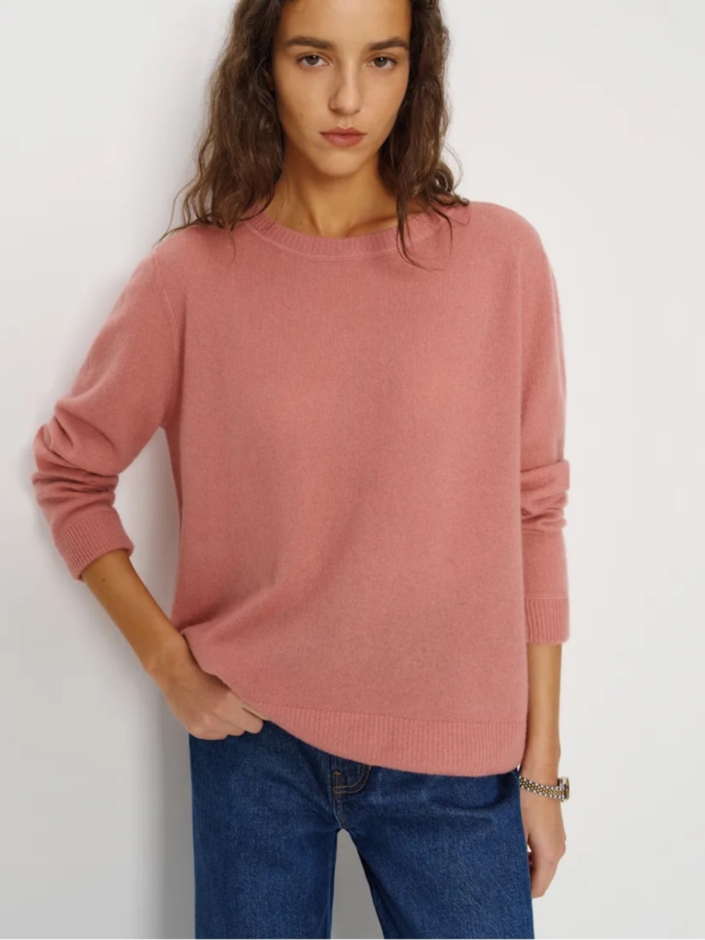 Reformation Cashmere Boyfriend Sweater in Dried Rose